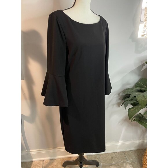Jessica H Black Bell Sleeve Dress Size 14 94% Polyester 6% Spandex - Picture 16 of 16